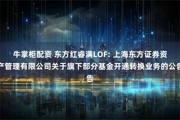 牛掌柜配资 东方红睿满LOF: 上海东方证券资产管理有限公司关于旗下部分基金开通转换业务的公告