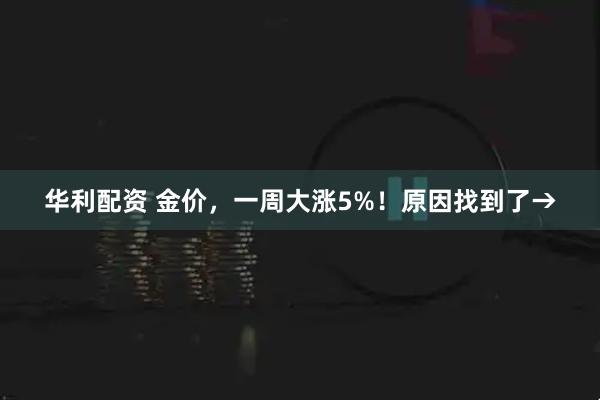 华利配资 金价，一周大涨5%！原因找到了→